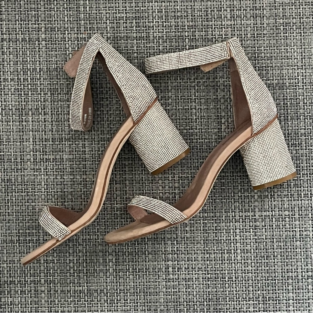 Cream Chunky Heeled Sandals